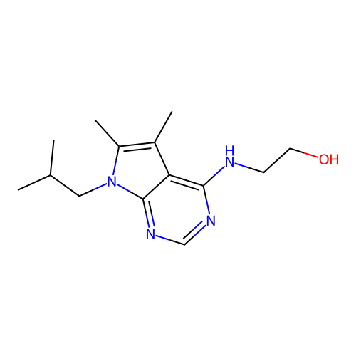 2-((7-isobutyl-5,6-dimethyl-7H-pyrrolo[2,3-d]pyrimidin-4-yl)amino)ethanol structure