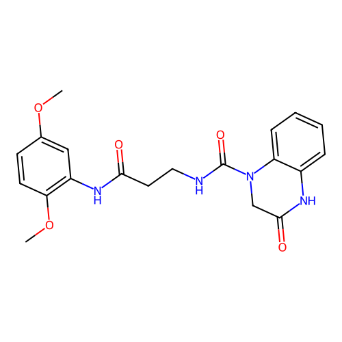 N-[3-(2,5-dimethoxyanilino)-3-oxopropyl]-3-oxo-2,4-dihydroquinoxaline-1-carboxamide structure