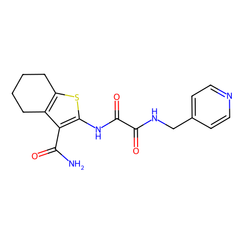N'-(3-carbamoyl-4,5,6,7-tetrahydro-1-benzothiophen-2-yl)-N-(pyridin-4-ylmethyl)oxamide structure