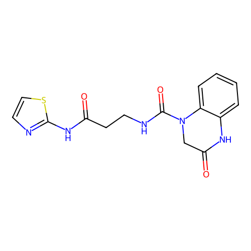 3-hydroxy-N-[3-oxo-3-(1,3-thiazol-2-ylamino)propyl]quinoxaline-1(2H)-carboxamide structure