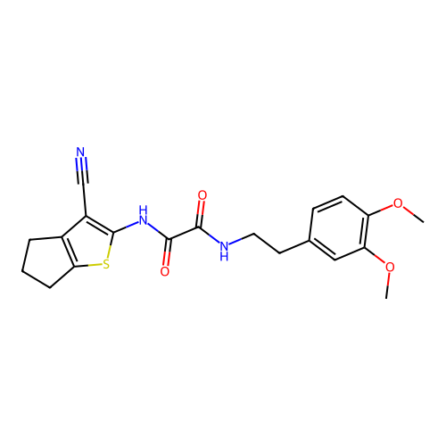 N'-(3-cyano-5,6-dihydro-4H-cyclopenta[b]thiophen-2-yl)-N-[2-(3,4-dimethoxyphenyl)ethyl]oxamide structure
