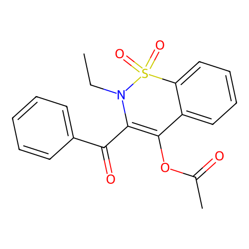 3-benzoyl-2-ethyl-1,1-dioxido-2H-1,2-benzothiazin-4-yl acetate structure