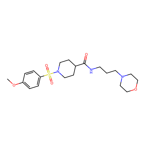 1-(4-methoxyphenyl)sulfonyl-N-(3-morpholin-4-ylpropyl)piperidine-4-carboxamide structure