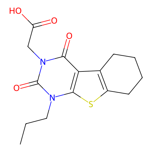 2-(2,4-dioxo-1-propyl-1,2,5,6,7,8-hexahydrobenzo[4,5]thieno[2,3-d]pyrimidin-3(4H)-yl)acetic acid structure