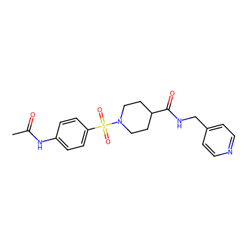 1-((4-acetamidophenyl)sulfonyl)-N-(pyridin-4-ylmethyl)piperidine-4-carboxamide structure