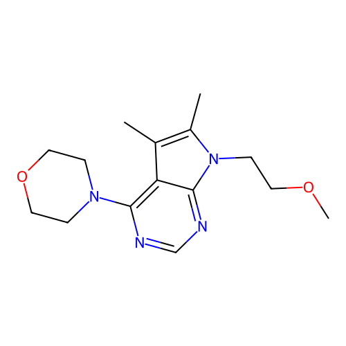 7-(2-methoxyethyl)-5,6-dimethyl-4-(morpholin-4-yl)-7H-pyrrolo[2,3-d]pyrimidine structure