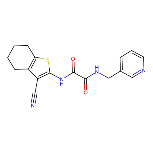 N'-(3-cyano-4,5,6,7-tetrahydro-1-benzothiophen-2-yl)-N-(pyridin-3-ylmethyl)oxamide structure