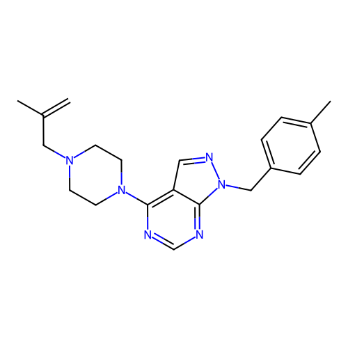 1-(4-methylbenzyl)-4-[4-(2-methylprop-2-en-1-yl)piperazin-1-yl]-1H-pyrazolo[3,4-d]pyrimidine structure