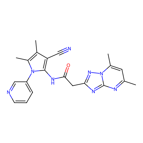 N-(3-cyano-4,5-dimethyl-1-(pyridin-3-yl)-1H-pyrrol-2-yl)-2-(5,7-dimethyl-[1,2,4]triazolo[1,5-a]pyrimidin-2-yl)acetamide structure