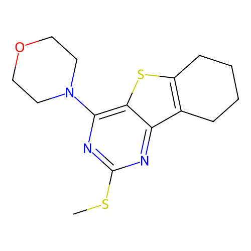 4-(2-methylsulfanyl-6,7,8,9-tetrahydro-[1]benzothiolo[3,2-d]pyrimidin-4-yl)morpholine structure
