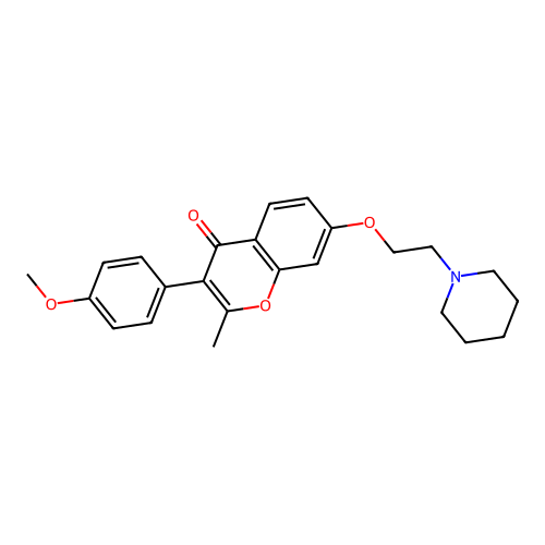 3-(4-methoxyphenyl)-2-methyl-7-(2-(piperidin-1-yl)ethoxy)-4H-chromen-4-one structure