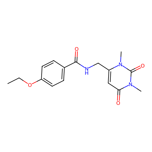 N-((1,3-dimethyl-2,6-dioxo-1,2,3,6-tetrahydropyrimidin-4-yl)methyl)-4-ethoxybenzamide structure