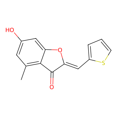 6-Hydroxy-4-methyl-2-(2-thienylmethylene)benzo[b]furan-3-one structure