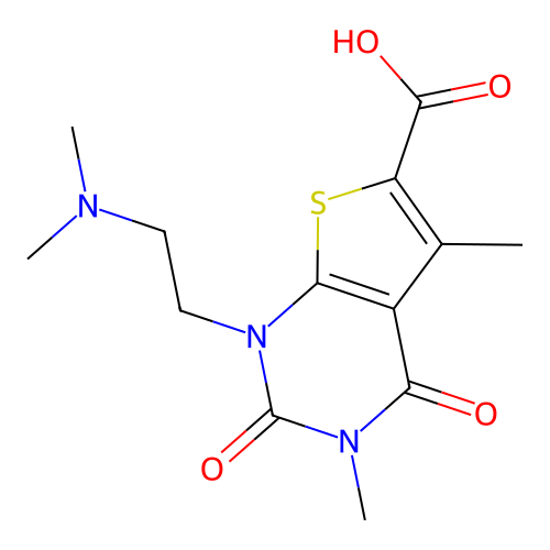 1-(2-(dimethylamino)ethyl)-3,5-dimethyl-2,4-dioxo-1,2,3,4-tetrahydrothieno[2,3-d]pyrimidine-6-carboxylic acid structure