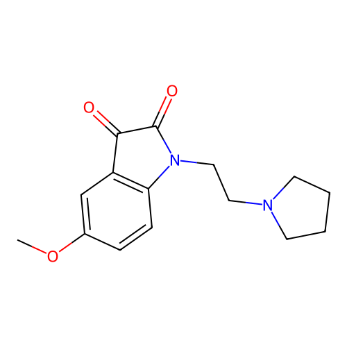 5-methoxy-1-[2-(pyrrolidin-1-yl)ethyl]-1H-indole-2,3-dione structure