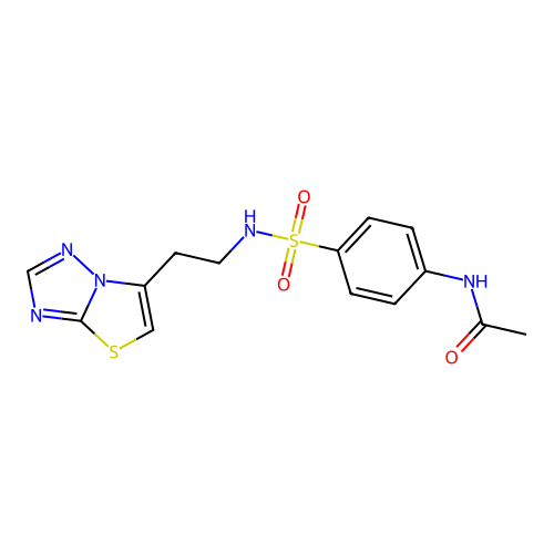 N-(4-(N-(2-(thiazolo[3,2-b][1,2,4]triazol-6-yl)ethyl)sulfamoyl)phenyl)acetamide structure