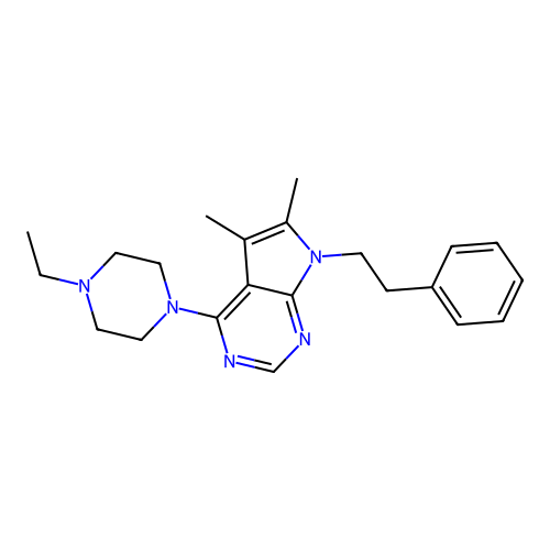 4-(4-ethylpiperazin-1-yl)-5,6-dimethyl-7-(2-phenylethyl)-7H-pyrrolo[2,3-d]pyrimidine structure
