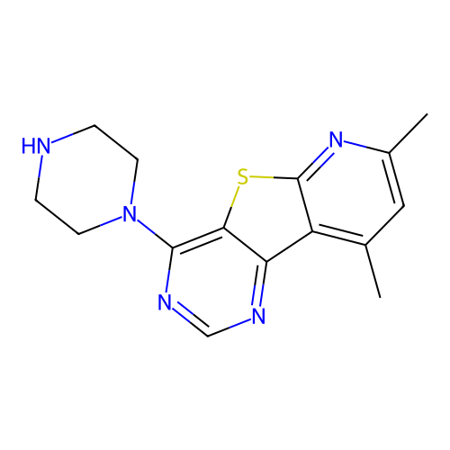 7,9-Dimethyl-4-(piperazin-1-yl)pyrido[3',2':4,5]thieno[3,2-d]pyrimidine structure