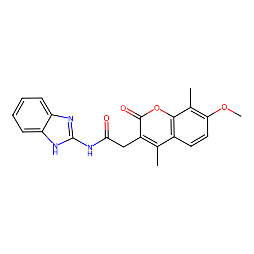 N-(1H-benzo[d]imidazol-2-yl)-2-(7-methoxy-4,8-dimethyl-2-oxo-2H-chromen-3-yl)acetamide structure