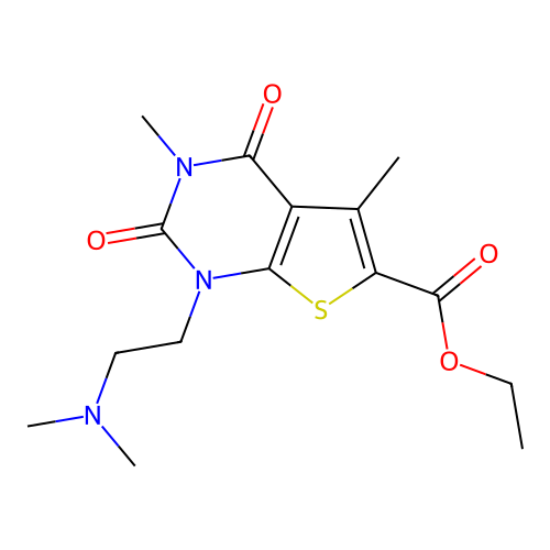 ethyl 1-(2-(dimethylamino)ethyl)-3,5-dimethyl-2,4-dioxo-1,2,3,4-tetrahydrothieno[2,3-d]pyrimidine-6-carboxylate structure
