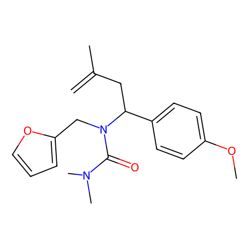 1-(furan-2-ylmethyl)-1-(1-(4-methoxyphenyl)-3-methylbut-3-en-1-yl)-3,3-dimethylurea structure