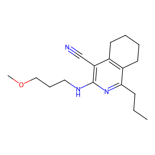 3-(3-methoxypropylamino)-1-propyl-5,6,7,8-tetrahydroisoquinoline-4-carbonitrile structure