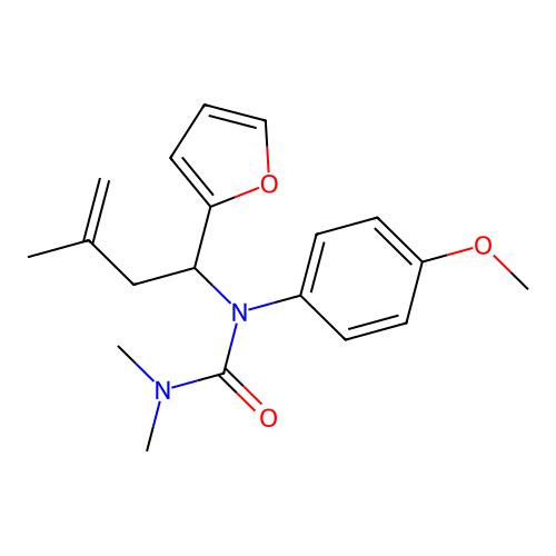 1-(1-(Furan-2-yl)-3-methylbut-3-en-1-yl)-1-(4-methoxyphenyl)-3,3-dimethylurea structure