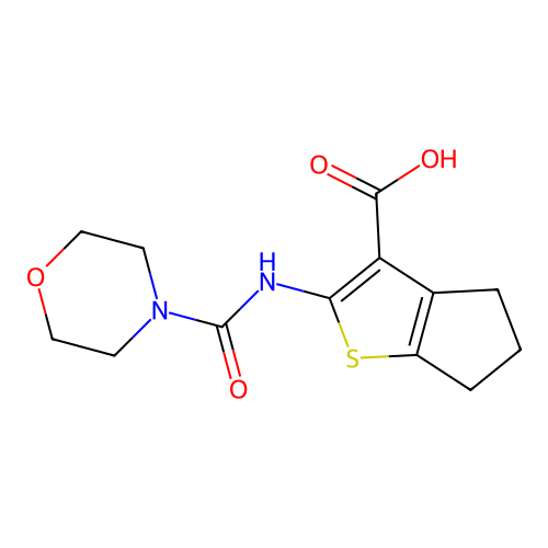 2-[(morpholin-4-ylcarbonyl)amino]-5,6-dihydro-4H-cyclopenta[b]thiophene-3-carboxylic acid structure
