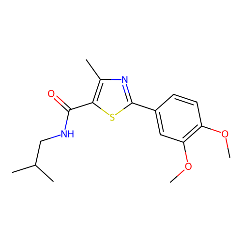 2-(3,4-dimethoxyphenyl)-4-methyl-N-(2-methylpropyl)-1,3-thiazole-5-carboxamide structure