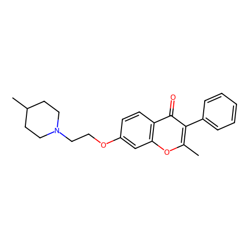 2-methyl-7-(2-(4-methylpiperidin-1-yl)ethoxy)-3-phenyl-4H-chromen-4-one structure