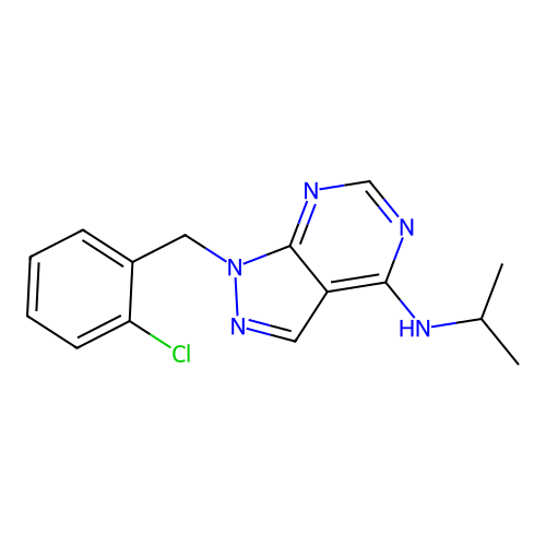 1-(2-chlorobenzyl)-N-(propan-2-yl)-1H-pyrazolo[3,4-d]pyrimidin-4-amine structure