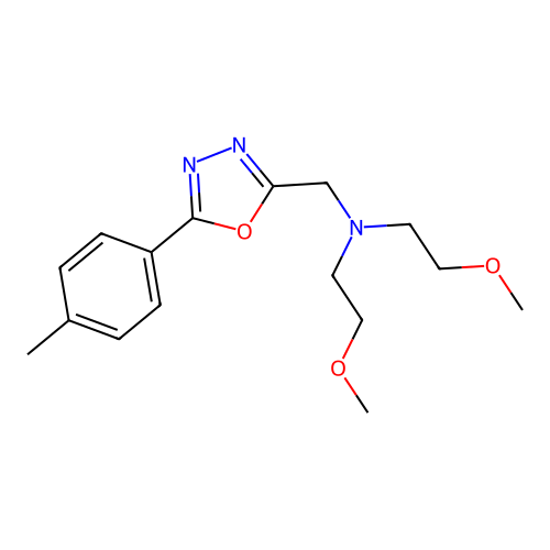 2-methoxy-N-(2-methoxyethyl)-N-[[5-(4-methylphenyl)-1,3,4-oxadiazol-2-yl]methyl]ethanamine structure
