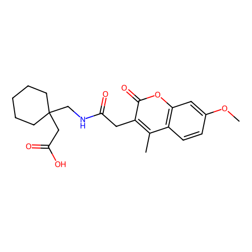 2-(1-((2-(7-methoxy-4-methyl-2-oxo-2H-chromen-3-yl)acetamido)methyl)cyclohexyl)acetic acid structure