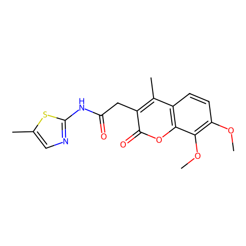 2-(7,8-dimethoxy-4-methyl-2-oxo-2H-chromen-3-yl)-N-(5-methyl-1,3-thiazol-2-yl)acetamide structure
