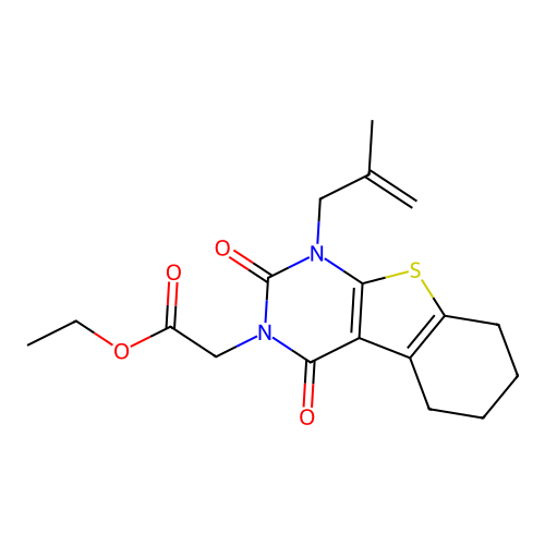 ethyl 2-(1-(2-methylallyl)-2,4-dioxo-1,2,5,6,7,8-hexahydrobenzo[4,5]thieno[2,3-d]pyrimidin-3(4H)-yl)acetate structure