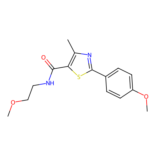 N-(2-methoxyethyl)-2-(4-methoxyphenyl)-4-methyl-1,3-thiazole-5-carboxamide structure