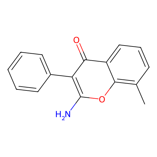 2-amino-8-methyl-3-phenyl-4H-chromen-4-one structure