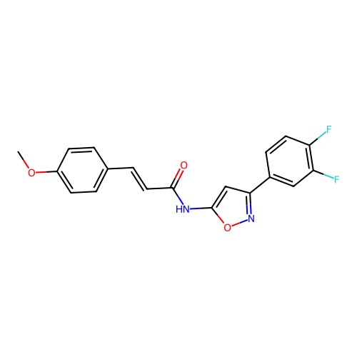 (2E)-N-[3-(3,4-difluorophenyl)-1,2-oxazol-5-yl]-3-(4-methoxyphenyl)prop-2-enamide structure
