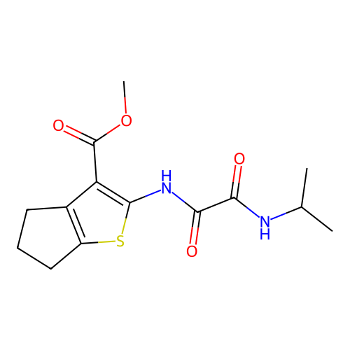 methyl 2-(2-(isopropylamino)-2-oxoacetamido)-5,6-dihydro-4H-cyclopenta[b]thiophene-3-carboxylate structure