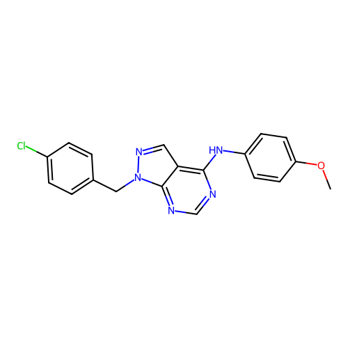 1-(4-chlorobenzyl)-N-(4-methoxyphenyl)-1H-pyrazolo[3,4-d]pyrimidin-4-amine structure