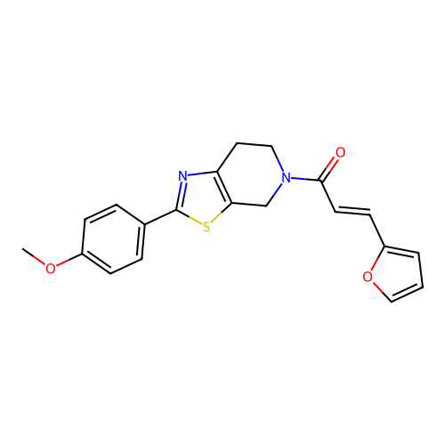 (2E)-3-(furan-2-yl)-1-[2-(4-methoxyphenyl)-6,7-dihydro[1,3]thiazolo[5,4-c]pyridin-5(4H)-yl]prop-2-en-1-one structure