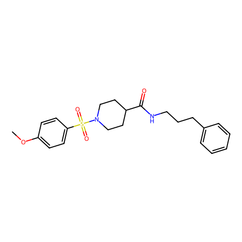 1-((4-methoxyphenyl)sulfonyl)-N-(3-phenylpropyl)piperidine-4-carboxamide structure