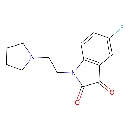 5-fluoro-1-[2-(pyrrolidin-1-yl)ethyl]-1H-indole-2,3-dione structure