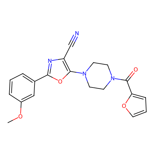5-(4-(Furan-2-carbonyl)piperazin-1-yl)-2-(3-methoxyphenyl)oxazole-4-carbonitrile structure