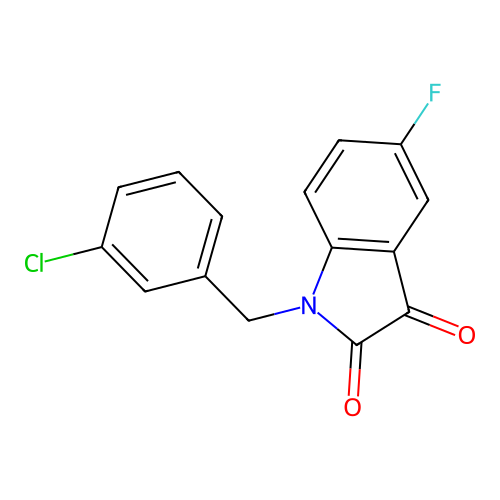 1-(3-chlorobenzyl)-5-fluoro-1H-indole-2,3-dione structure