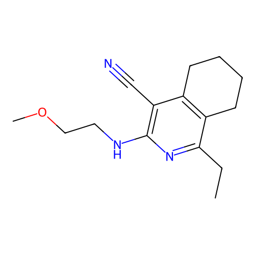 1-Ethyl-3-[(2-methoxyethyl)amino]-5,6,7,8-tetrahydroisoquinoline-4-carbonitrile structure