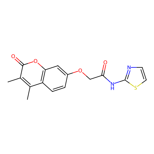 2-((3,4-dimethyl-2-oxo-2H-chromen-7-yl)oxy)-N-(thiazol-2-yl)acetamide structure