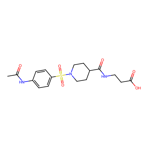 3-(1-((4-Acetamidophenyl)sulfonyl)piperidine-4-carboxamido)propanoic acid structure