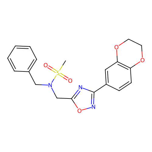 N-benzyl-N-((3-(2,3-dihydrobenzo[b][1,4]dioxin-6-yl)-1,2,4-oxadiazol-5-yl)methyl)methanesulfonamide structure