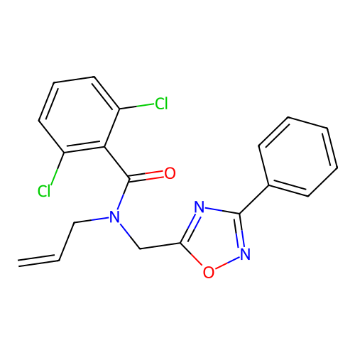 N-allyl-2,6-dichloro-N-((3-phenyl-1,2,4-oxadiazol-5-yl)methyl)benzamide structure